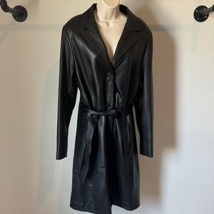Vera Pelle Italian Women's Leather Trench Coat Size 12/Large
